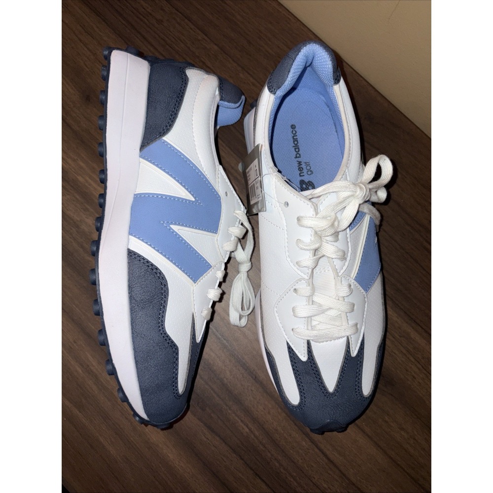 NEW $120 New Balance 327 Women's 10 B Golf White Blue Retro Waterproof Leather